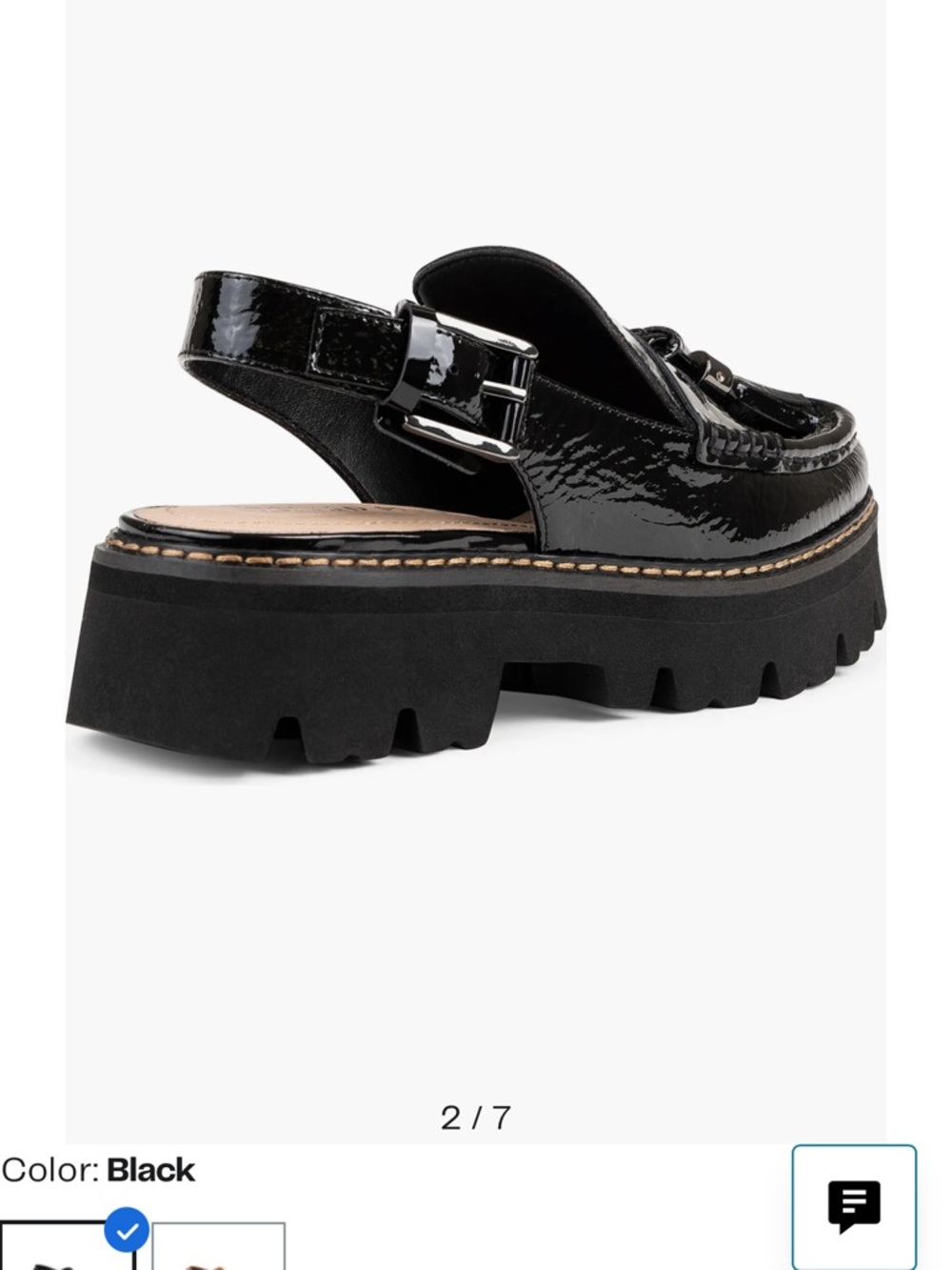 Donald J. Pliner Black Patent Tassel Slingback Lug Loafer - Picture 2 of 11